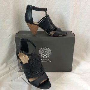 Vince Camuto Leather Sandals, Cone Heel, 8W